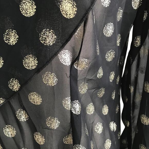 Veronica M. - Black sheer Gold polka dot long sleeve top, L - Picture 3 of 7